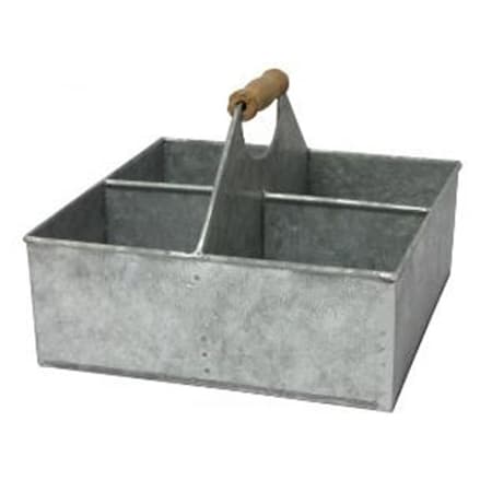 H2H Metal 4 Slot Square Caddy with Wood Grip Handle H22844292